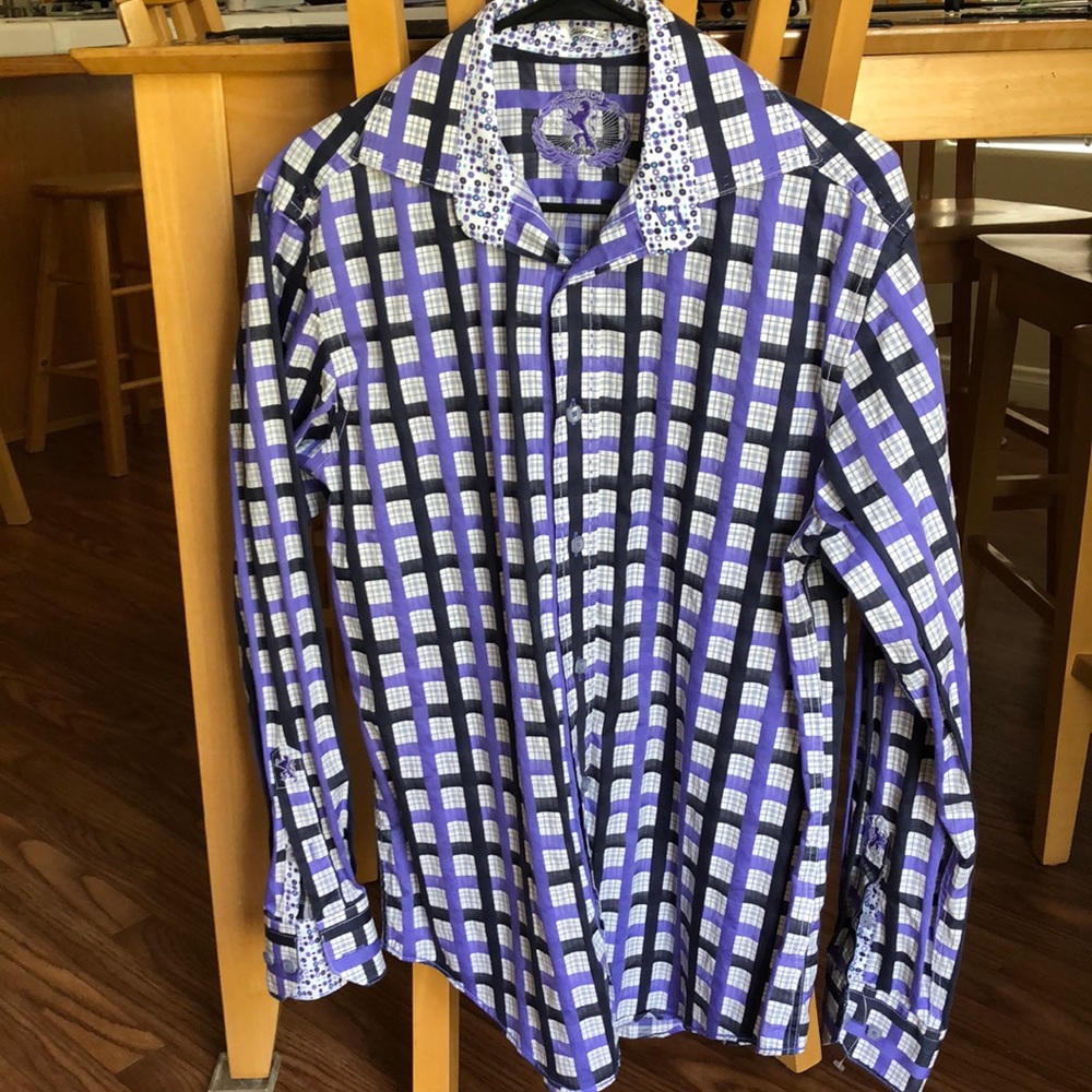 Bugatchi Long sleeve men’s shirt Sz M Purple black